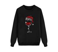Pull de Noël à manches longues pour toute la famille comme tenue de fête coordonnée avec un design imprimé confortable pour des vacances de Noël inoubliables chez vos proches, Noir , S