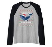 Pull de Noël « All I Want for Christmas is A Blue Whale Ugly Xmas » Manche Raglan