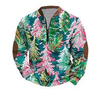 Pull de Noël amusant avec fermeture éclair pour homme, moche et amusant, imprimé graphique, chaud et confortable, col en V, nouveauté, décontracté, tendance, manches longues, vêtements, Vert, M