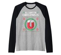 Pull de Noël Amusant avec Inscription « All I Want for Christmas is U » Manche Raglan