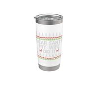 Pull de Noël amusant avec inscription « Dear Santa My Wife Did It Ugly » Gobelet isotherme en acier inoxydable double paroi