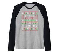 Pull de Noël Amusant avec Inscription « I'm Too Cute to Wear Christmas » Manche Raglan
