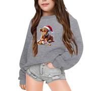 Pull de Noël Amusant pour Fille Enfant, Pull Rigolo Bovins des Highlands Imprime Mignon Sweat Sans Capuche Manches Longues Col Rond Pullover Mode Chaud Doux Vêtements pour 2 - 7 Ans Hauts Joyeux