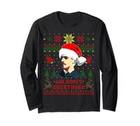 Pull de Noël Amusant Woodrow président Wilson Moche Hiver Manche Longue