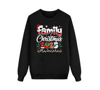 Pull de Noël assorti à manches longues et col rond Père Noël, flocon de neige, sapin de Noël, chandails fantaisie amusants pour papa, maman et moi, Black-h, S