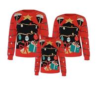 Pull de Noël assorti pour maman et fille 2025 en tricot confortable couleurs sweatshirts Père Noël chaud famille mignons sweatshirts pour femmes moches flocons de neige de Noël renne de Noël, F_rouge