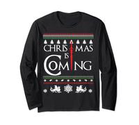 Pull de Noël avec inscription « Christmas is Coming Ugly Christmas » Manche Longue