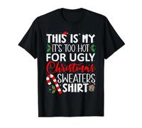 Pull de Noël avec Inscription « This is My It's Too Hot for Ugly Christmas » T-Shirt Graphique avec Valeur, Homme, Noir, S