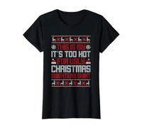 Pull de Noël avec Inscription « This is My It's Too Hot for Ugly Christmas » T-Shirt Graphique avec Valeur, Femme, Noir, L