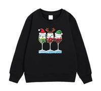 Pull De Noel Bebe, Children's Autumn and Winter Christmas Printed Pullover Hoodiefree (Black, 11-12 Years)
