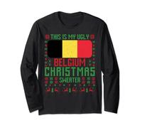 Pull de Noël Belgique - Motif drapeau belge Manche Longue