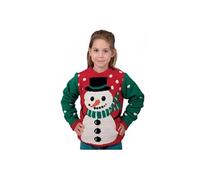 pull de noël bonhomme de neige enfant rouge vert - ptitclown 48110