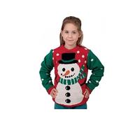 pull de noël bonhomme de neige enfant rouge vert - ptitclown 48112