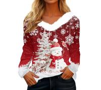 Pull de Noël Couple, Sweat Noel, Tee Cerf Oversize Pilou Ridicule 'de Fete Cocooning Assortie Shirt Pere Laine Beau Drole V Adulte Pull Moche Noel Femme, XL