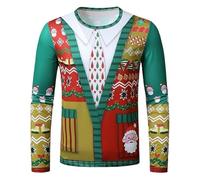 Pull De Noel Couple, Sweat-Shirt Homme sans Capuche à Manches Longues Col du Cou Style Streetwear DéContracté Motif Graphique Tendance Confortable Parfait pour Un Usage Quotidien