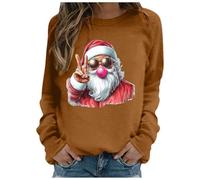 Pull De Noel Couple,Sweatshirt sans Capuche Ample pour Femme avec col du Cou et Motif Noël-Tenue Chaude et décontractée Parfait pour Les fêtes (Coffee, L)