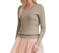 Pull de Noël en couple uni pour femme, col en V, décontracté, printemps, chandails côtelés, coupe Slim, légers tricots spéciaux d'hiver longs, kaki foncé, XXL