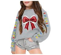 Pull De Noel Enfant 10 Ans, Noël Christmas Jumpers À Manches Longues Funny Imprimé sans Chapeau Blouses Pullover Automne Hiver Top pour Adolescentes Et Filles Sweatshirt Chaud Longue Tops