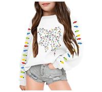 Pull De Noel Enfant 10 Ans, Noël pour La Famille Christmas Jumpers À Manches Longues Funny Imprimé sans Chapeau Blouses Pullover Automne Hiver Top Adolescentes Et Filles Pulls Familles Col Rond