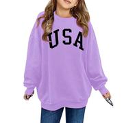 Pull De Noel Enfant Fille 12 Ans,Sweat à Capuche pour Filles - Haut léger à Manches Longues et col du Cou imprimé vêtement Sport féminin Style décontracté Confort Quotidien (Purple, 6-7 Years)
