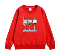 Pull De Noel Enfant Fille, Children's Autumn and Winter Christmas Printed Pullover Hoodiefree (Red, 11-12 Years)