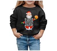 Pull De Noel Enfant Manches Longues, Pull De Noël Enfants Imprimé Code QR Col Rond Sweat De Noel Hiver Chaud Pulls De Noël pour Enfants Christmas Fête Glamour Sweats Girl 3-10 Ans