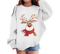 Pull De Noel Enfant Manches Longues, Pull Noël Famille Imprimé Renne Col Rond Sweat De Noel Hiver Chaud Pulls De Noël pour Enfants Christmas Fête Glamour Sweats Girl 3-10 Ans