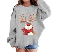 Pull De Noel Enfant Manches Longues, Pull Noël Famille Imprimé Renne Col Rond Sweat De Noel Hiver Chaud Pulls De Noël pour Enfants Christmas Fête Glamour Sweats Girl 3-10 Ans