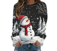 Pull De Noel Enfant,Pull élégant à Manches Longues avec imprimé pour Un Style Streetwear Tendance - Sweatshirt Femme sans Capuche Version hivernale (Black, M)