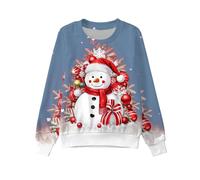 Pull De Noel Enfant, Sweat Enfant Christmas Jumpers À Manches Longues Funny Noël Imprimé sans Chapeau Pulls Familles Col Rond Blouses Pullover Automne Hiver Top pour Adolescentes Et Filles