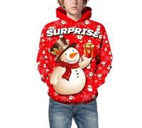 Pull De Noël Enfant Sweat Garçon Petit Garçon Fille Noël Renne Bonhomme De Neige Père Noël Motif Polaire Doublé Pullover Manches Longues Sweat À Capuche Automne Hiver Chaud Sweatshirt Vêteme