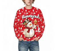 Pull De Noël Enfant Sweat Garçon Petit Garçon Fille Noël Renne Bonhomme De Neige Père Noël Motif Polaire Doublé Pullover Manches Longues Col Crew Automne Hiver Chaud Sweatshirt Vêtement Pour n63