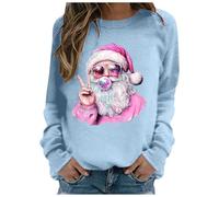 Pull De Noel Enfant,Sweatshirt Ample sans Capuche pour Femme à col Rond orné d’Un Motif Festif Confortable et Tendance pour Saison hivernale (Sky Blue, L)