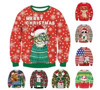 Pull de Noël Enfants Pull Moche Noel Sweatshirt Garçon Sweat-Shirt Enfants Drôle Funky Col Rond Pulls de Noel Style Fête De Noël Décontracté Pulls De noëL Garçon Fille Sweatshirt d'hiver