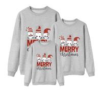 Pull de Noël Famille Femme Homme Enfants Familial Noël Ensemble Manches Longues Ugly Imprimé Sweat-Shirt Col Rond Hiver Chaud Famille Pulls de Noel Christmas Pullover Sweater Mixte enfant08