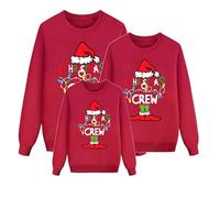 Pull de Noël Famille Femme Homme Festif Joyeux Christmas Sweater Ugly Rigolo Drole Femmes Moche Noel Sweat Automne Hiver Chaud Sweatshirt Vêtements Lutin Farceur de Noël (B2 Rouge,XL)