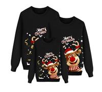 Pull de Noël Famille Pull de Noel Moche Ensemble Familial Sweat à Manches Longues Sweat imprimé Noël Shirt Couple Nouvel an Pullover Femme Nouvel an Pullover（Noir #40）