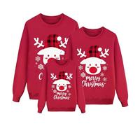 Pull de Noël Famille Pull Noel Moche Ensemble Familial Sweat à Manches Longues Sweat Noël Nouvel an Pullover (Rouge,Enfant)