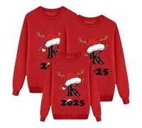 Pull De Noël Famille Sweat Femme Homme Enfant Bébé Famille Longue Manches Tops Christmas Sweater Pulls Noel Familles Assortis Col Rond Santa Imprimé Sweat Shirt Hiver Chaud Enfant