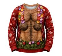 Pull de Noël fantaisie Impression Noëls Fantaisie Jumper Créatif de Mode | Cadeau de Noël Moche motif de renne de Noël ample et tendance Haut Confortable et Chaud