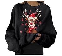 Pull De Noel Femme Beau Sweat Sweatshirt Pull'de Ugly Sweater Christmas Laine Moche Très Drole Col Rond Gilet Shirt Noël Chaud Hiver sous Adulte en Vetement sans Capuche Le Plus Chic Rose Pulls Sapin