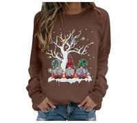 Pull De Noel Femme Bombers Femmes Sweatshirts Chauds À Manches Longues Col Rond Festival Imprimés Noël Chaud Hauts Polaires Décontractés avec Poches Casual Sweat sans Capuche Unisex Poche Kangourou