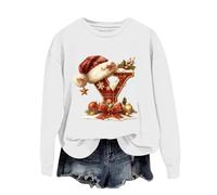 Pull de Noel Femme, Cadeau Grande Taille Fille Tenue Fete Haut Chic pour Joli Hiver de Original Christmas Famille Rigolo Ugly Pull Noël Femme Chic Blanc XL