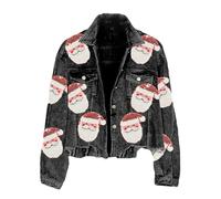 Pull de Noël Femme Cardigan de Noël Manches Longues et Boutonné à Imprimé Graphique Manteau Hiver Mode Veste Tricoté Courte Ample Gilets Ouvert Classique Outwear