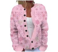 Pull de Noël Femme Cardigan de Noël Manches Longues et Boutonné à Imprimé Graphique Manteau Hiver Mode Veste Tricoté Courte Ample Gilets Ouvert Classique Outwear n1