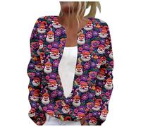 Pull de Noël Femme Cardigan de Noël Manches Longues et Boutonné à Imprimé Graphique Manteau Hiver Mode Veste Tricoté Courte Ample Gilets Ouvert Classique Outwear n1