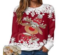 Pull De Noel Femme,Chic Et Elegant,Sweat De Noel Femme,Grande Taille,Vert,Hiver,Hiver Chaud,Chic,Automne Coton,Coton,Polaire,Sexy,Automne 2025,Pull Sapin,Stitch,Chaud,Col Rond,Oversize,Rouge,S