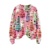 Pull de Noël Femme Drôle 3D Sapin Chat Peluche Imprimer Noël Sweatshirt Manches Longues Col Rond Pull avec Motif de Noël Pull de Noël Moche Pull de Noël Pull de Noël Pull de Noël Pull de Noël
