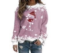 Pull De Noel Femme Drole, Chemise d'hiver en Flanelle à Manches Longues et col Rond, Pull Thermique Confortable, vêtement d'intérieur Doux et Chaud, Tenue décontractée au Quotidien et pour Les fêtes.