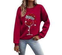 Pull De Noel Femme Drole Pull Hiver Chaud Sweat Chaud, Éléments De Christmas Imprimé De Façon Excentrique Col Rond Manches Longues Décontracté Sweatshirt Doux Et Confortable Pullover